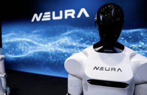 The Gen3 4NE1 humanoid from NEURA Robotics on display at Automatica 2025.