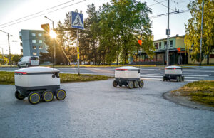 Battery management is important to delivery robots such as these, notes Proper Voltage's CEO.