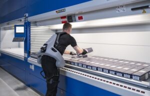 Exia can help production-line workers avoid repetitive stress, as shown here on a production line.