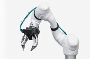 A robot arm with a claw gripper.