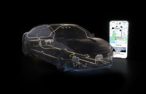 An render of a vehicle with a phone next to it.